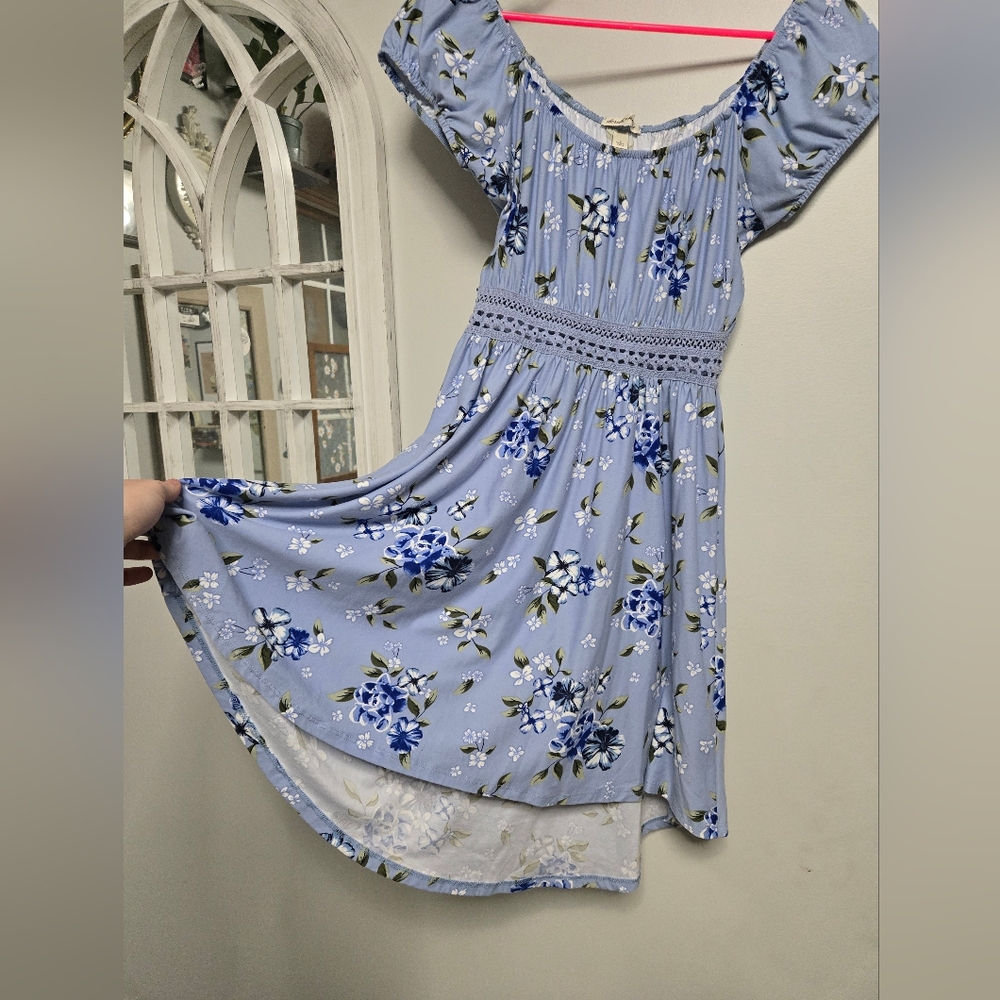 Derek Heart Floral Blue Dress